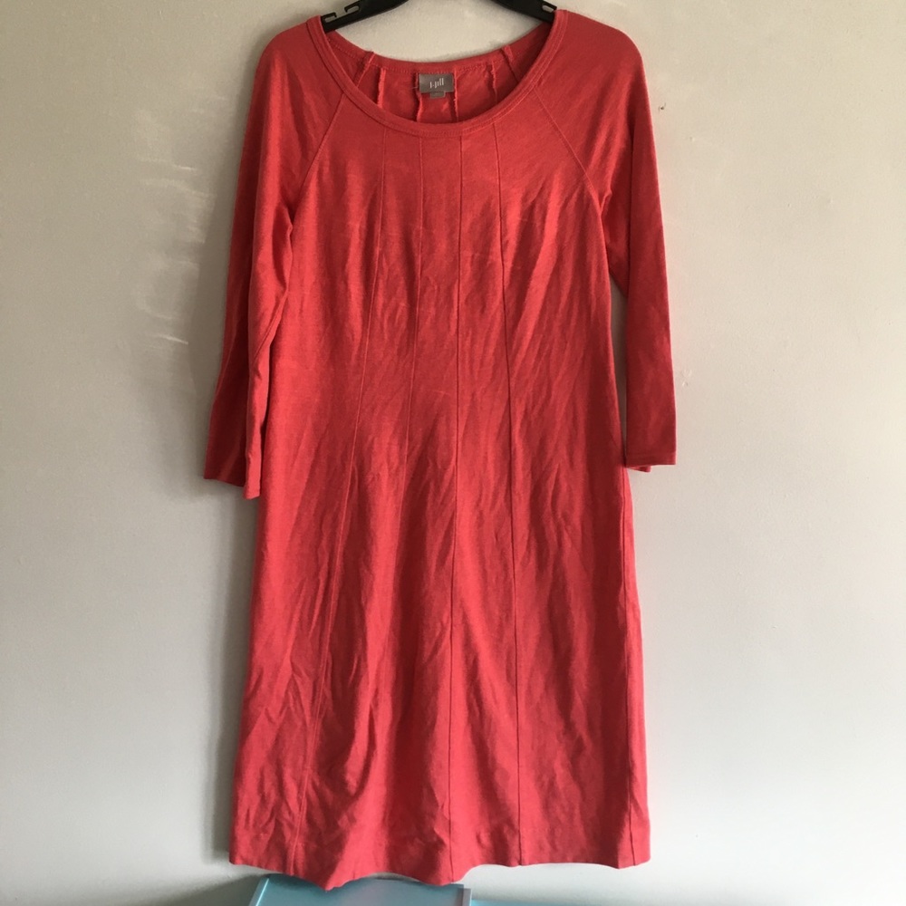 J. Jill long sleeved pleated dress scoop neck XS cotton Modal